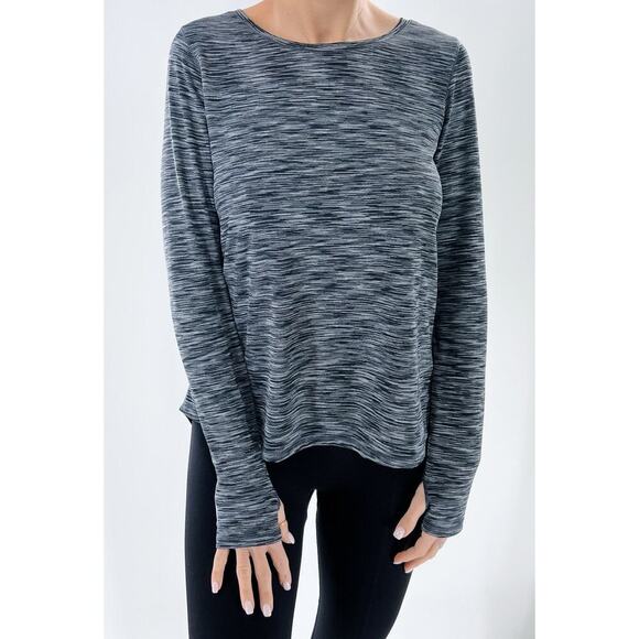 Zyia Heathered Dark Gray Long Sleeve Open Back Activewear Top Size Small - Picture 1 of 3